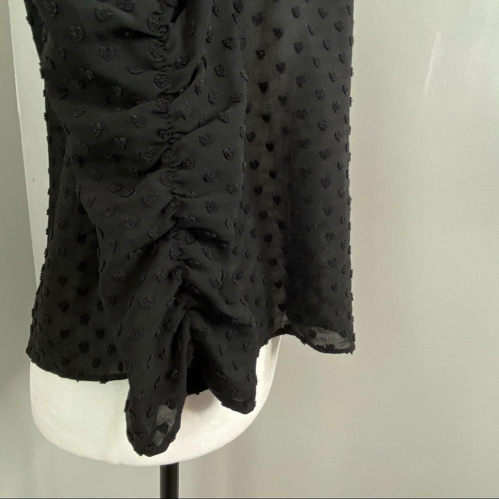 Zara Women’s Victorian Shoulder Tie Puff Sheer Blouse Black Swiss Dot Top XS - Picture 7 of 9